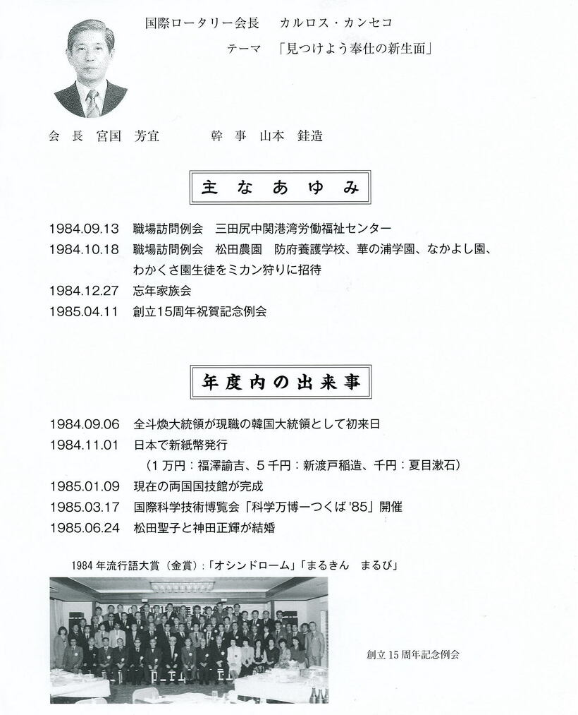 1984～1985年のあゆみ