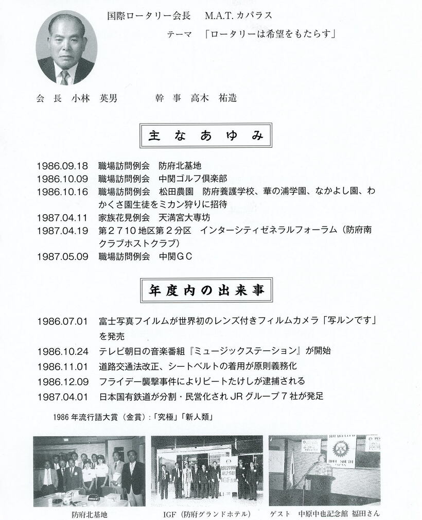 1986～1987年のあゆみ