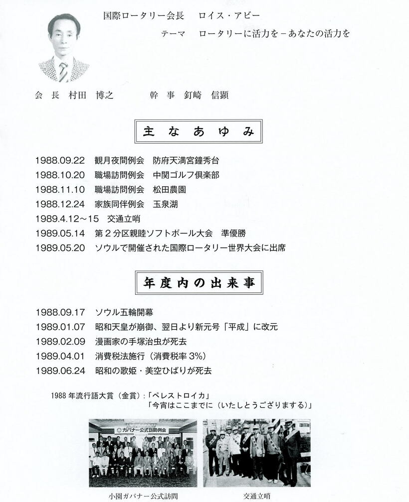 1988～1989年のあゆみ